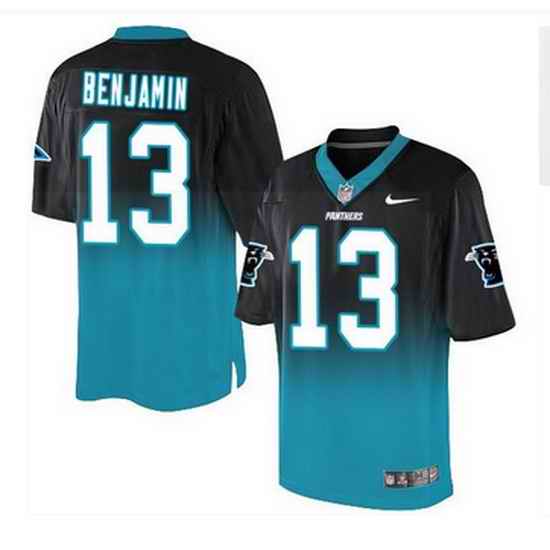 Nike Carolina Panthers #13 Kelvin Benjamin BlackBlue Mens Stitched NFL Elite Fadeaway Fashion Jersey